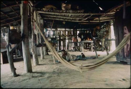 View of the indoors with hammock