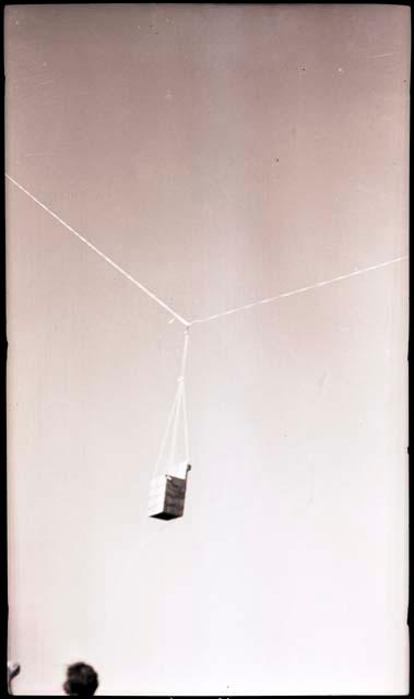 Camera box hanging from the kite string