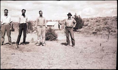 Volney Jones, Dick Wheeler, Watson Smith, and Al Lancaster playing horseshoes