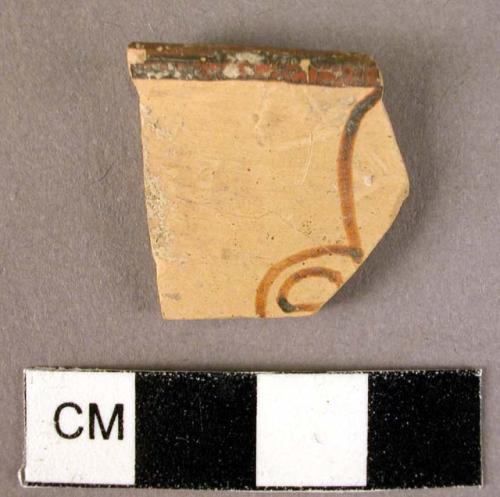 Rim potsherd - part of very formalized naturalistic motif