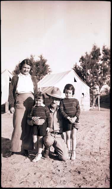 Earl Morris, with his two daughters, Bib and Boo and the children's nursemaid