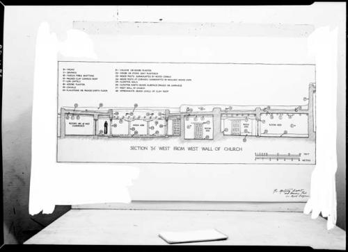 Ross Montgomery drawing of Awatovi church. Section "S-1."