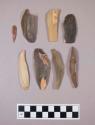 Flint blades; some with cortex; variously colored stone