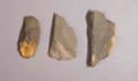 Pointed flint flakes; four with cortex; gray and black-colored stone