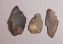 Flint flakes; one with cortex; brown colored stone