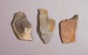 Pointed flint flakes; three with cortex; gray and tan colored stone