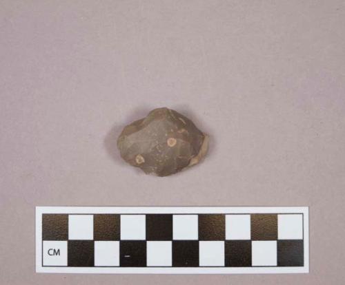 Flint endscraper or fan scraper; brown colored stone