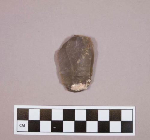 Flint endscraper; brown colored stone