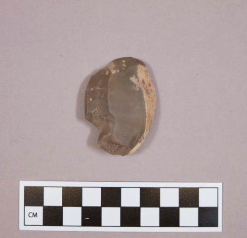 Flint endscraper with cortex; brown colored stone