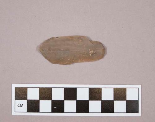 Flint blade endscraper; tan colored stone