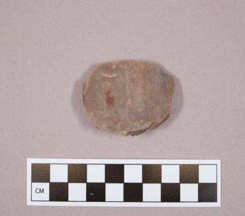 Flint scraper with cortex; gray colored stone