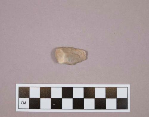 Flint endscraper; gray colored stone