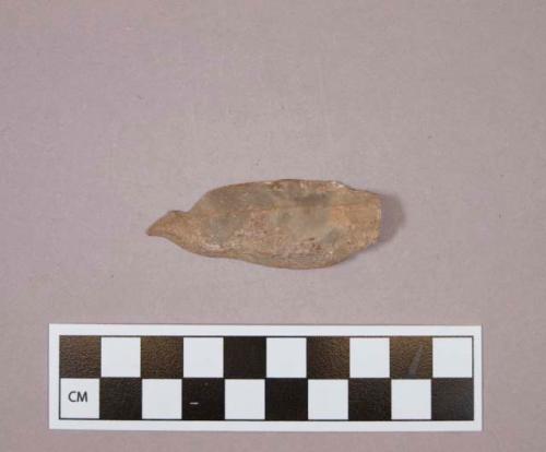 Flint pointed blade; gray colored stone