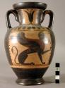Etruscan Black figure pottery vase