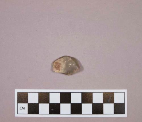 Flint endscraper; gray colored stone