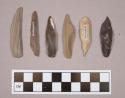 Flint blades, including cream, grey, brown and tan colored stone