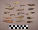 Flint blades, including tan, cream, brown, grey and rust colored stone