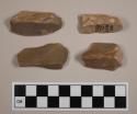 Flint flakes; endscrapers; brown-colored stone