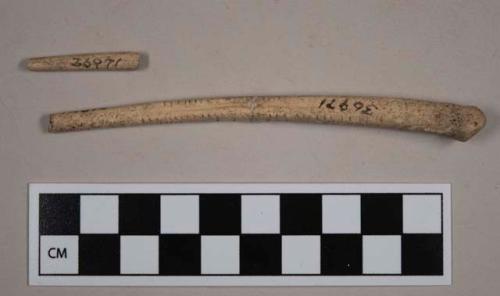 Incised bone, 3 pieces, 2 repaired