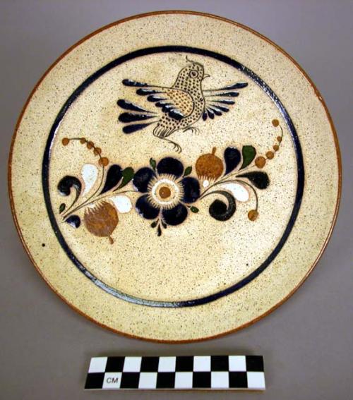 Rustico ware polychrome luncheon set with owl ,bird +plant motif