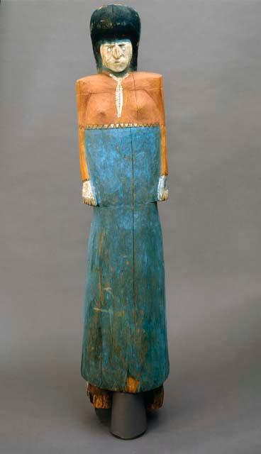 Large painted wooden effigy of woman