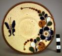 Rustico ware polychrome luncheon set with owl ,bird +plant motif