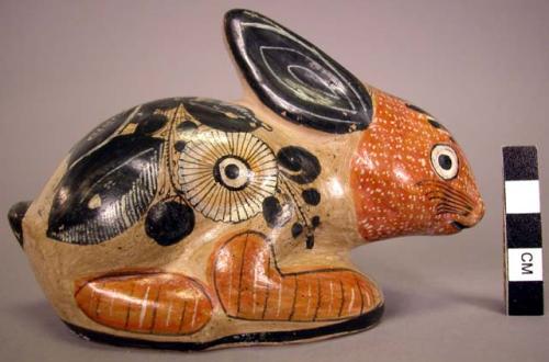 Polychrome burnished rabbit figurine