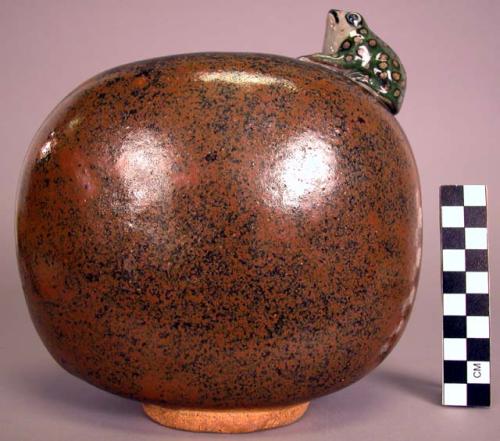 Ceramic brown on black stoneware vase