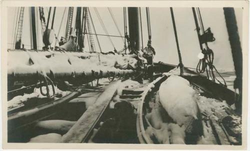 Arctic Voyage of Schooner Polar Bear - Deck covered in snow