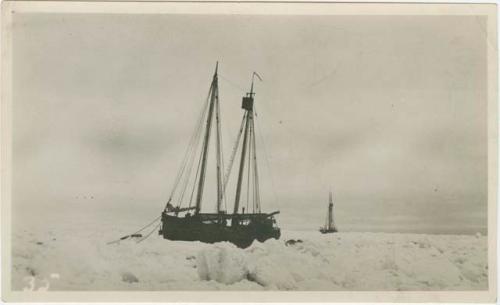 Arctic Voyage of Schooner Polar Bear - Arctic landscape, view of a schooner