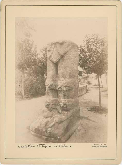 Carved Feet Column, Possibly Toltec, In Tula