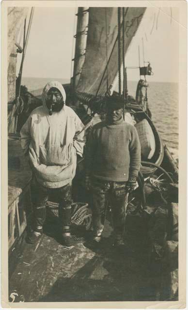 Arctic Voyage of Schooner Polar Bear - Two men on deck