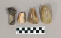 Flint cores, including tan, grey, cream and brown colored stone, some contain cortex