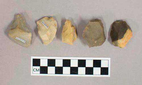 Flint core fragments; variously colored stone