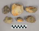 Flint cores; three with cortex; gray colored stone