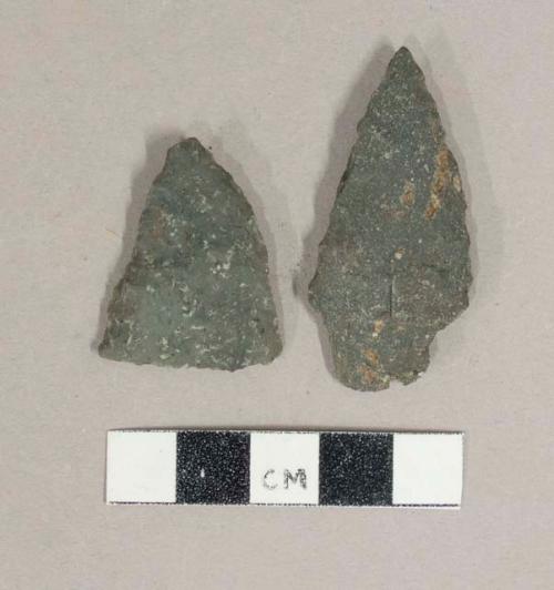 Chipped stone projectile points, one stemmed