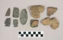 21 pieces of worked bone including bone points and bone perforators, 55 earthenware rim and body sherds with impressed exterior surface decoration, and 85 chipped stone tools, including biface tips and bases, and projectile points including side-notched and corner-notched