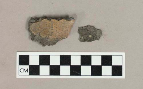 Ceramic, earthenware body sherds with impressed exterior decoration