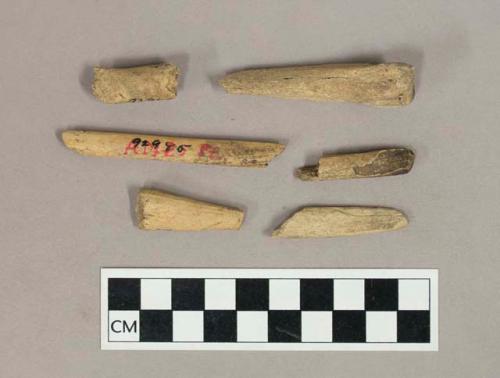 Worked bone fragments, including bone point and bone perforator fragments