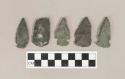 Chipped stone projectile points, including corner-notched and side-notched