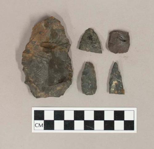 Chipped stone, biface and projectile point fragments