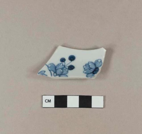 Blue hand painted porcelain base sherd