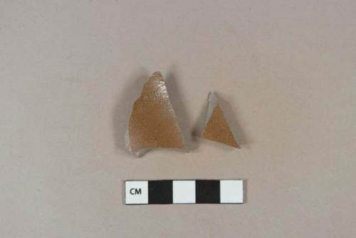 Brown glazed gray-bodied stoneware body sherds