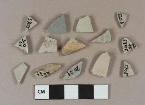 Undecorated gray salt glazed stoneware body sherds