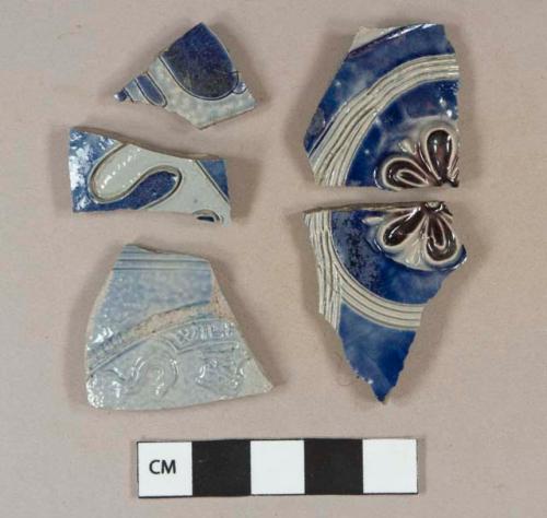 Stoneware, salt glazed, Westerwald, body sherds; two sherds crossmend; one sherd has letters "WIL..."