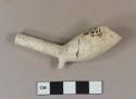 White undecorated kaolin pipe bowl and stem fragment, two fragments mended