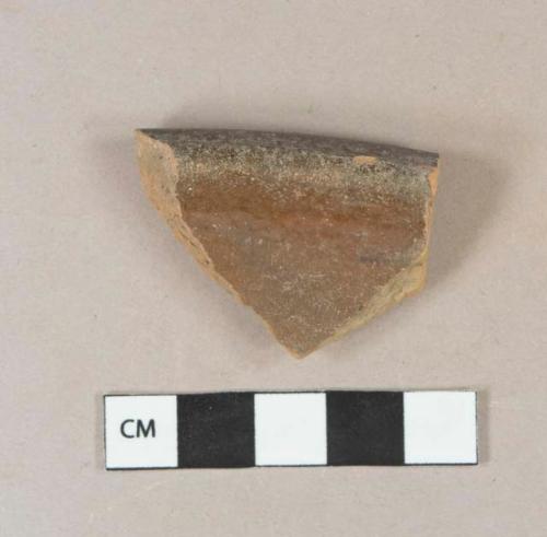 Brown lead glazed redware vessel rim fragments