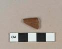 Brown lustrous salt glazed stoneware vessel rim fragment, greyish red paste, likely nottingham type