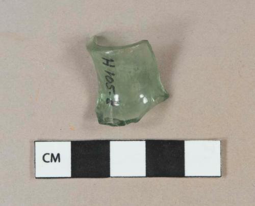 Green glass bottle neck and finish fragment, flared lip