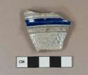 Gray salt-glazed stoneware vessel rim fragment, cobalt decorated, gray paste